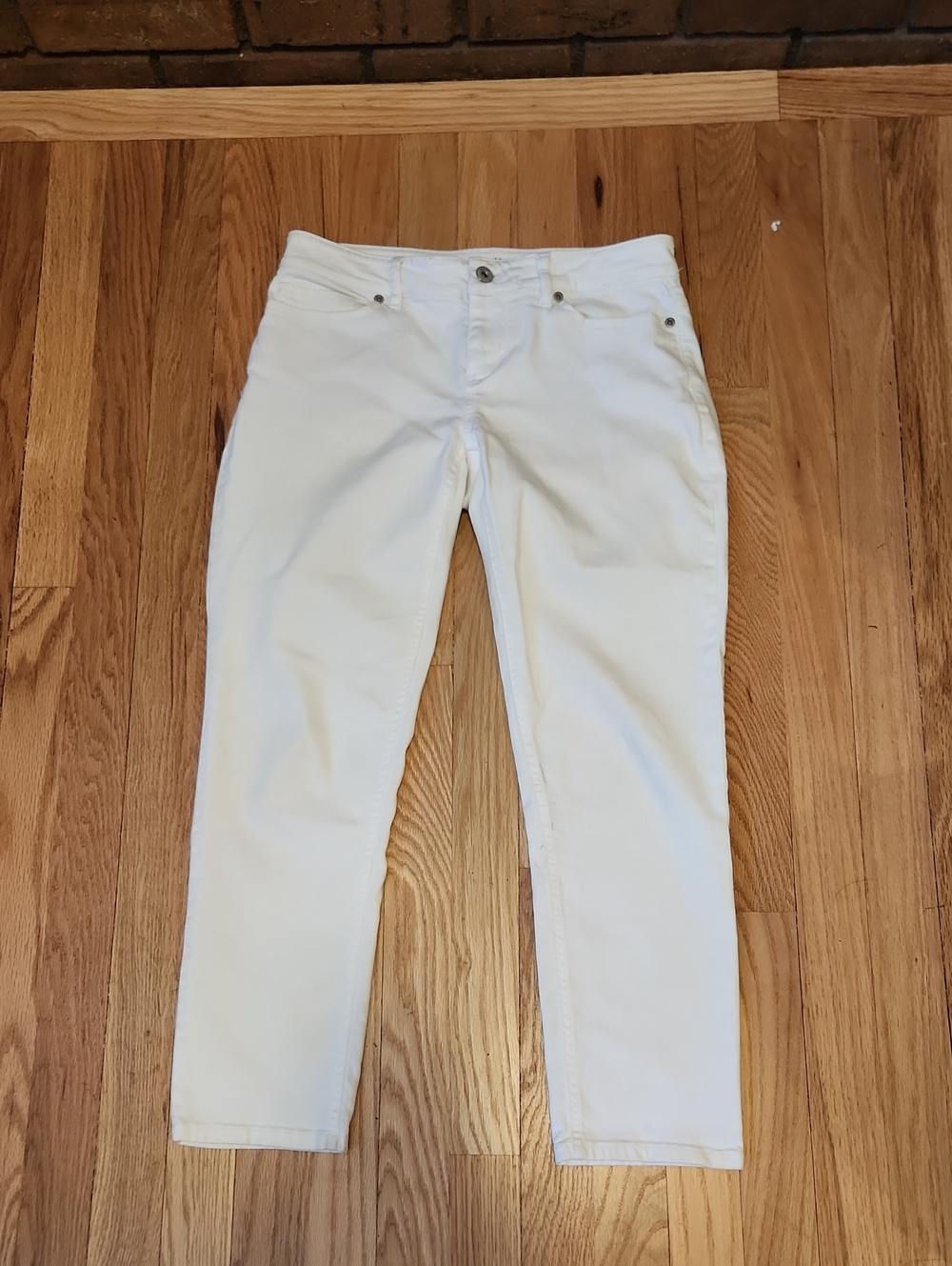 J Jill White Denim Jeans Slim Ankle Coastal Vibes Cotton Blend 2 Petite Summer